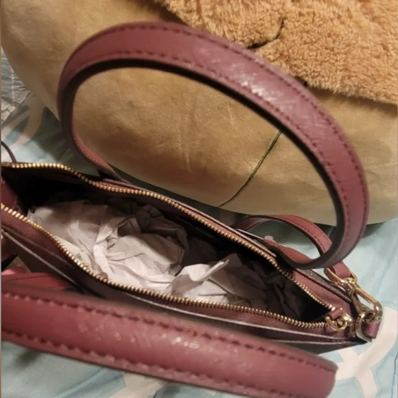 Kate Spade Glitter Burgundy Tote with Dual Handles and Crossbody Strap - Picture 2 of 8